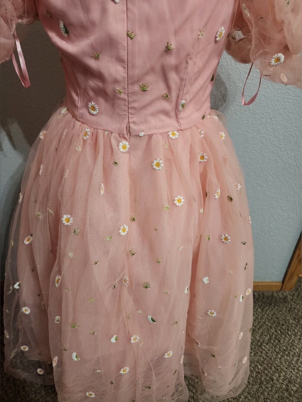 JessaKae Blush Pink Tulle Dress with Daisy Embroidery - Picture 5 of 9